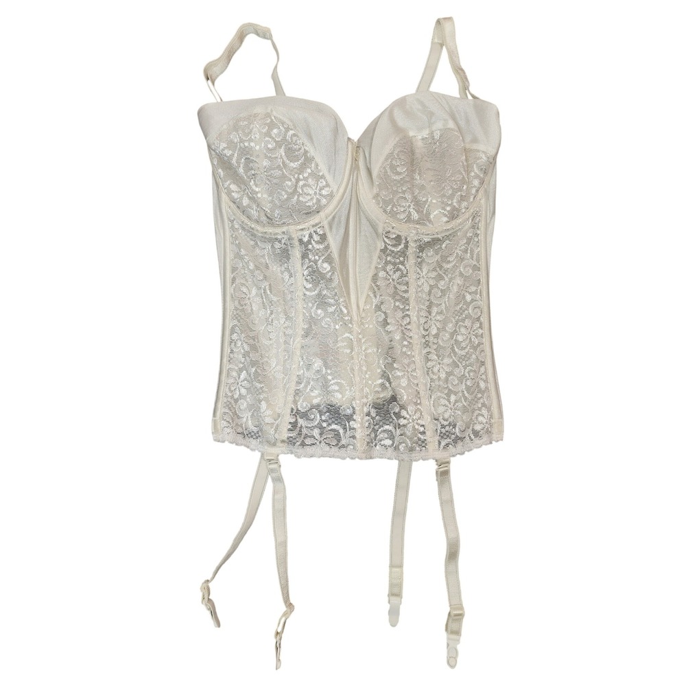 Carnival Full Figure Tuxedo Torsolette Bra Ivory 32DDD Longline Bustier Corset